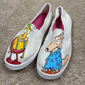 Rocco's Modern Life Sneakers Womens 9 Hand Painted 90s Cartoon Nickelodeon Toon